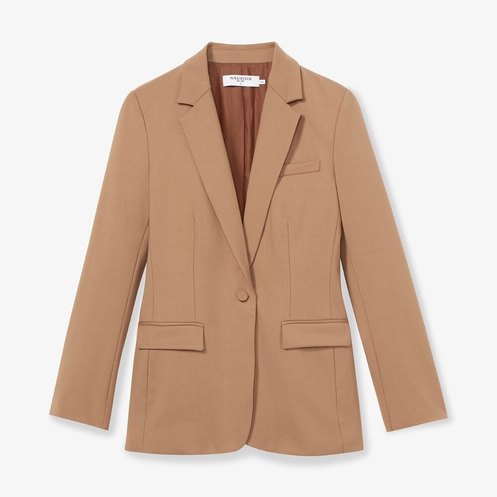 MM Lafleur Yiyan classic blazer in Italian wool twill, camel, size 6